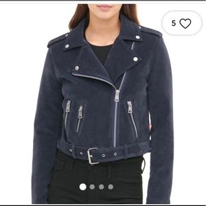 Navy Blue Levi’s Suede Moto Jacket